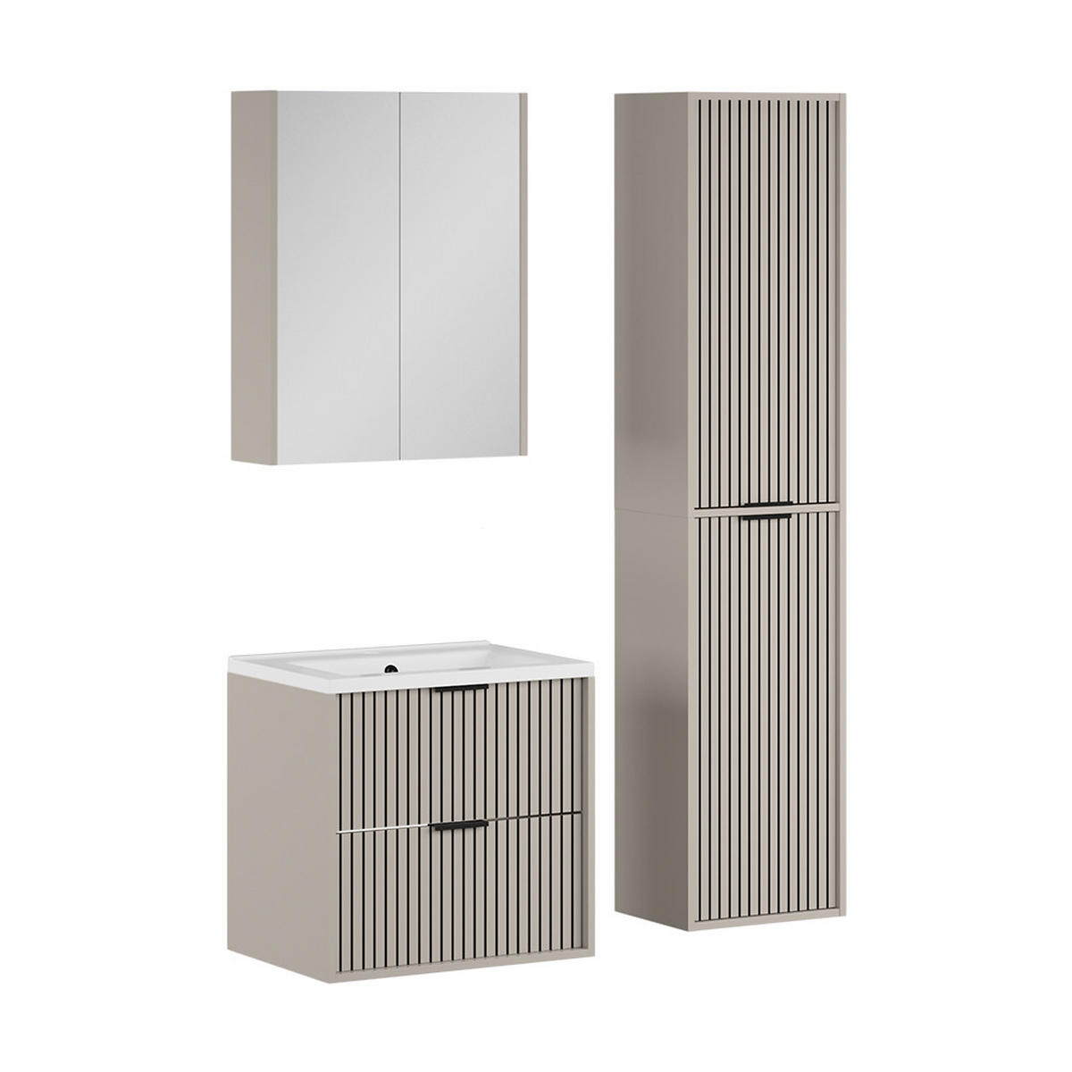 BADMÖBEL-SET Ruford Cashmere 4 Teile - Kaschmir, Holzwerkstoff (60/57/45cm) - Vicco