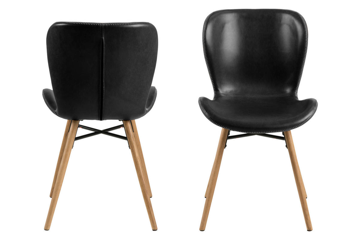 STUHL 2er-Set schwarz - Schwarz, Holzwerkstoff (47/82/53cm) - ebuy24