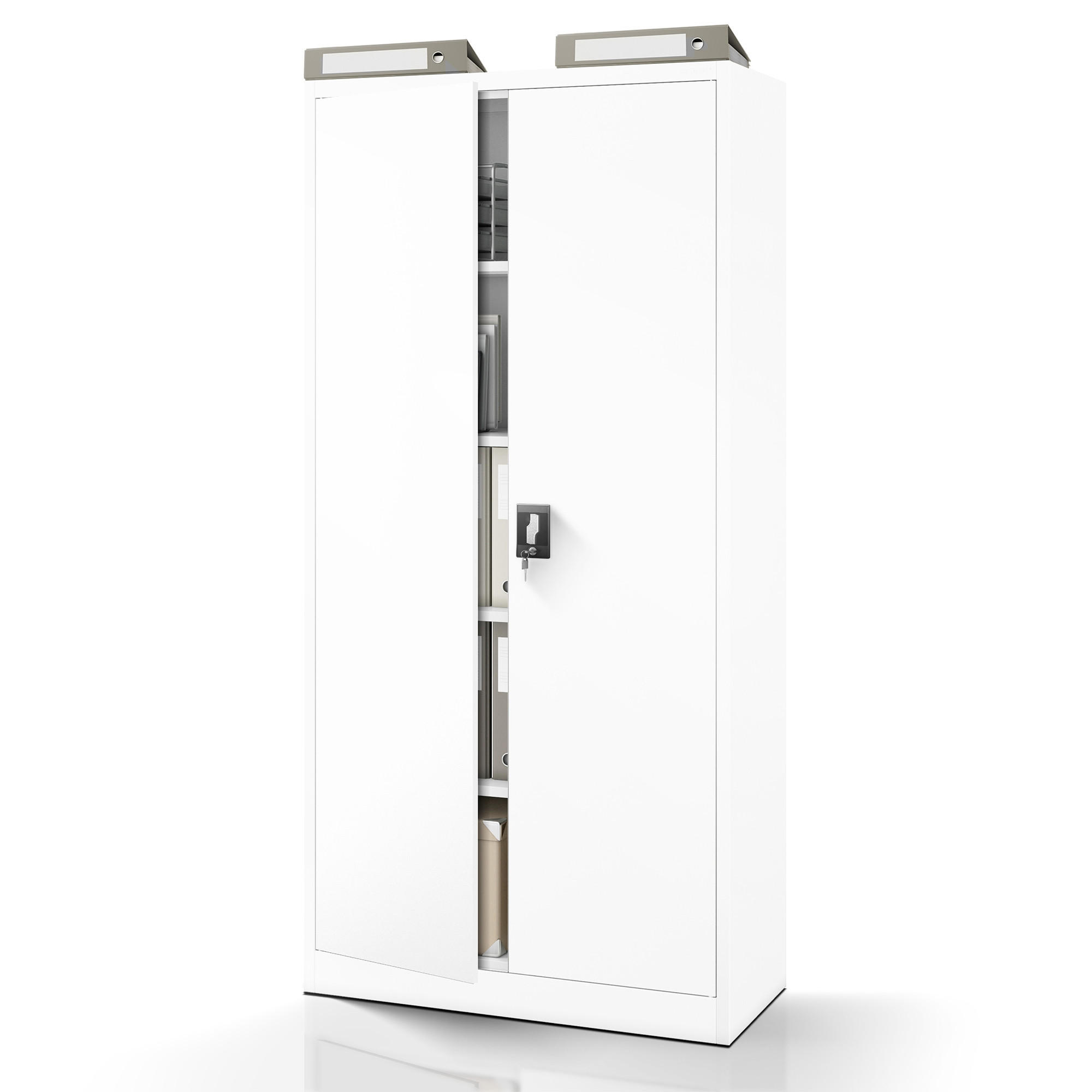 AKTENSCHRANK JAN H - Weiß, Metall (90/195/40cm) - Jan Nowak