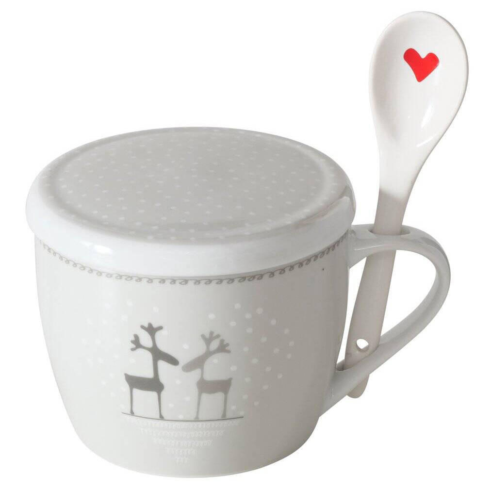 Boltze Home Weihnachtstasse Hellgrau