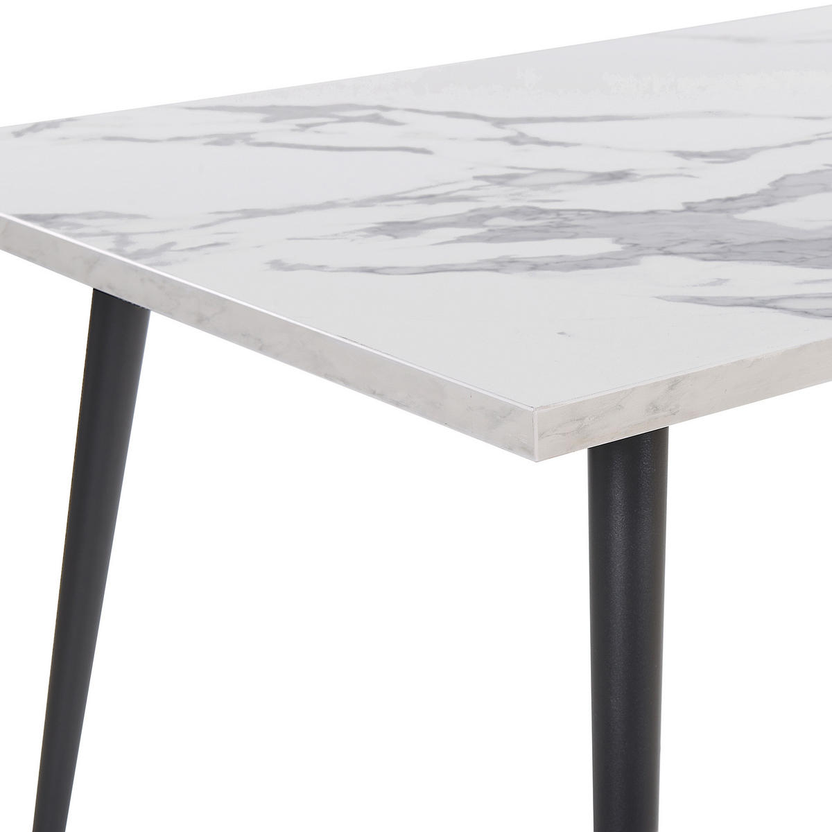 ESSTISCH 120/80/76 cm Weiß schwarz Rechteckig Santiago - Weiß, Holzwerkstoff (120/80/76cm) - Beliani