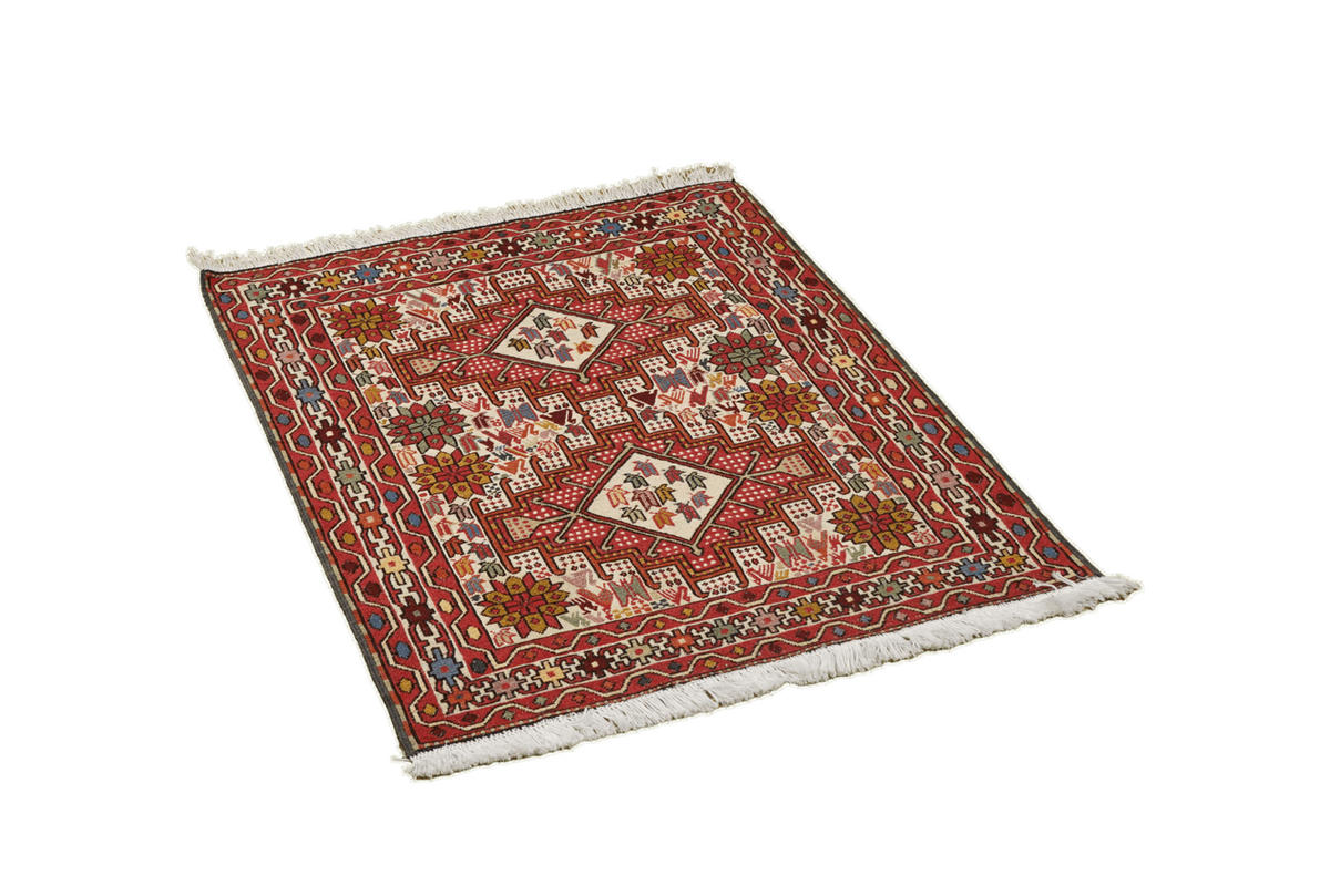 HANDWEBTEPPICH Sumak Shahsavan Beige 92/80 cm Baumwolle - Beige, Textil (80/92cm) - Looma