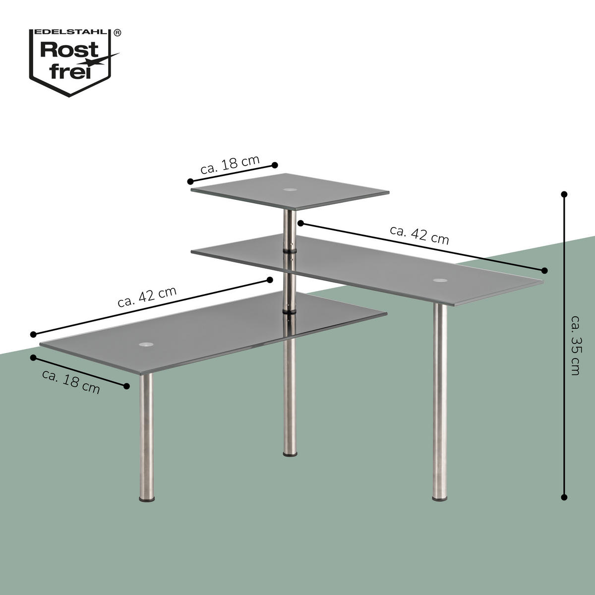 ECKREGAL, grau - Grau, Glas (42/35/42cm) - bremermann