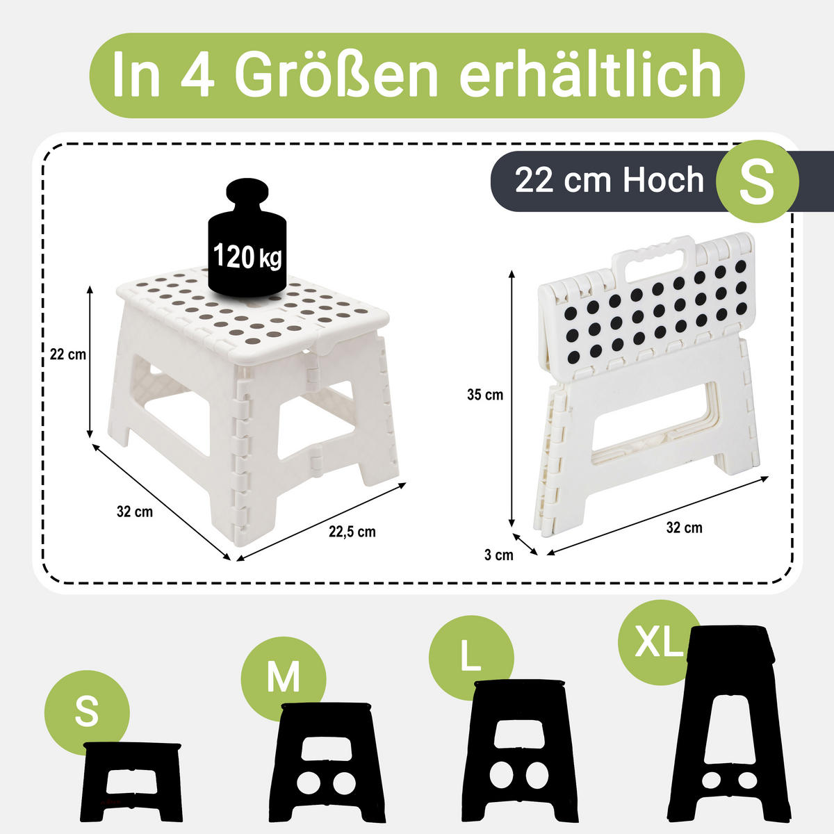 KLAPPHOCKER, 100% Kunststoff - Weiß, Kunststoff (29/22/22cm) - Zollner