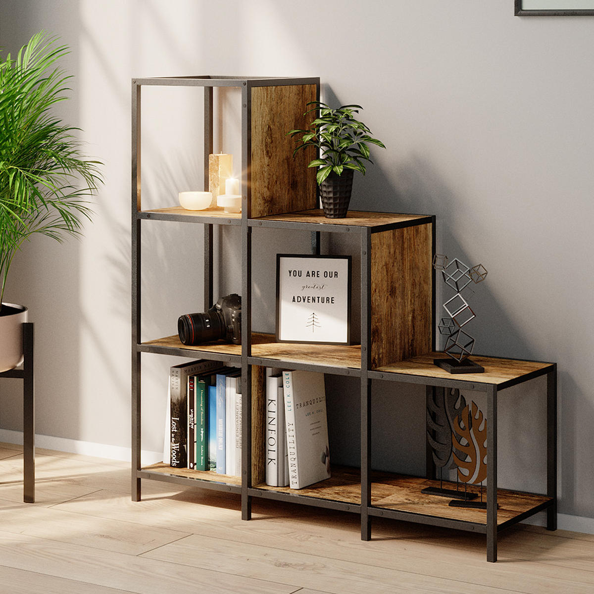 RAUMTEILER Fyrk Antikholz 90 x 92 cm - Eichefarben/Schwarz, Holzwerkstoff (90/92/30cm) - Vicco
