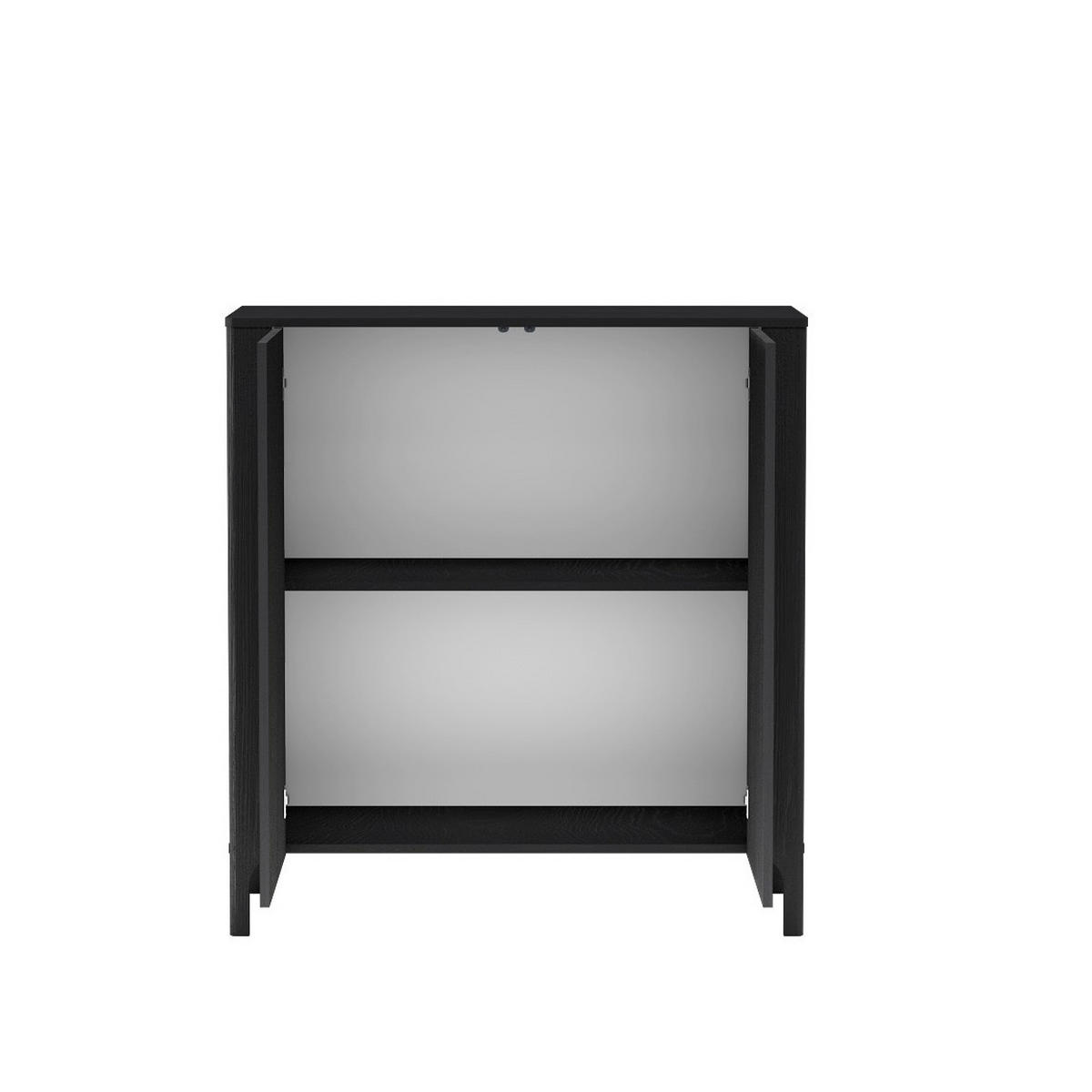 KOMMODE Lumi Schwarz, zweitürige Kommode - Schwarz, Holzwerkstoff (103/95/41cm) - Bettso