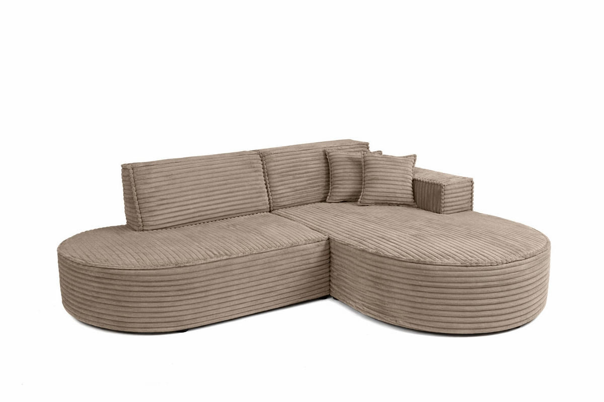 ECKSOFA L-Form, Cordstoff Velo, Beige, Rechts, Modena Studio - Beige, Holz (236/165cm) - Kaiser Möbel