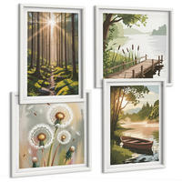 BILDER SET 4er Set - 50x50 cm & 40x60 cm Weißer Rahmen - Waldlandschaft, See Łódź - Weiß, Kunststoff (50/50cm) - TULUP