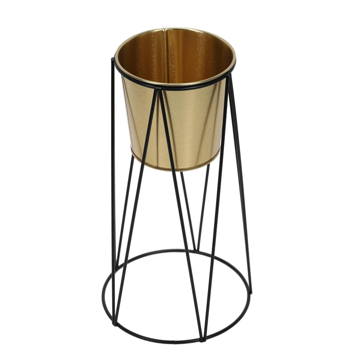 BLUMENTOPF mit Ständer - Goldfarben, Metall (16/28cm) - Home Styling Collection