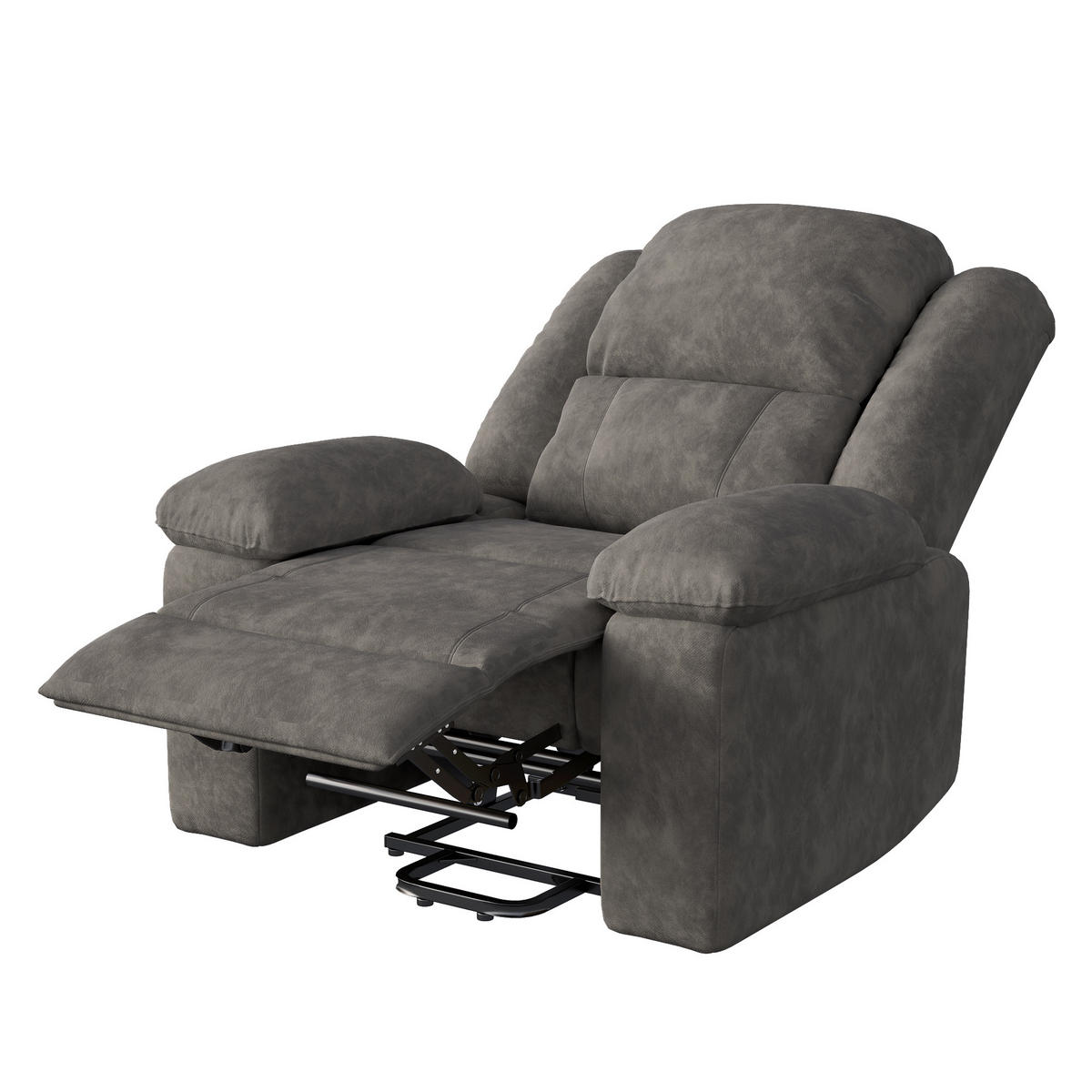 FERNSEHSESSEL Massagesessel Elektrisch mit Liege- & Wärmefunktion, Grau - Grau, Metall (102/106/93cm)