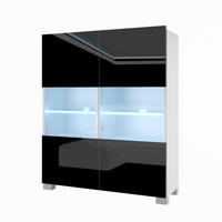VITRINE Hochschrank mit LED-Leuchten, Schwarz - Schwarz, Holz (100/115/36cm) - B BELINI GROUP