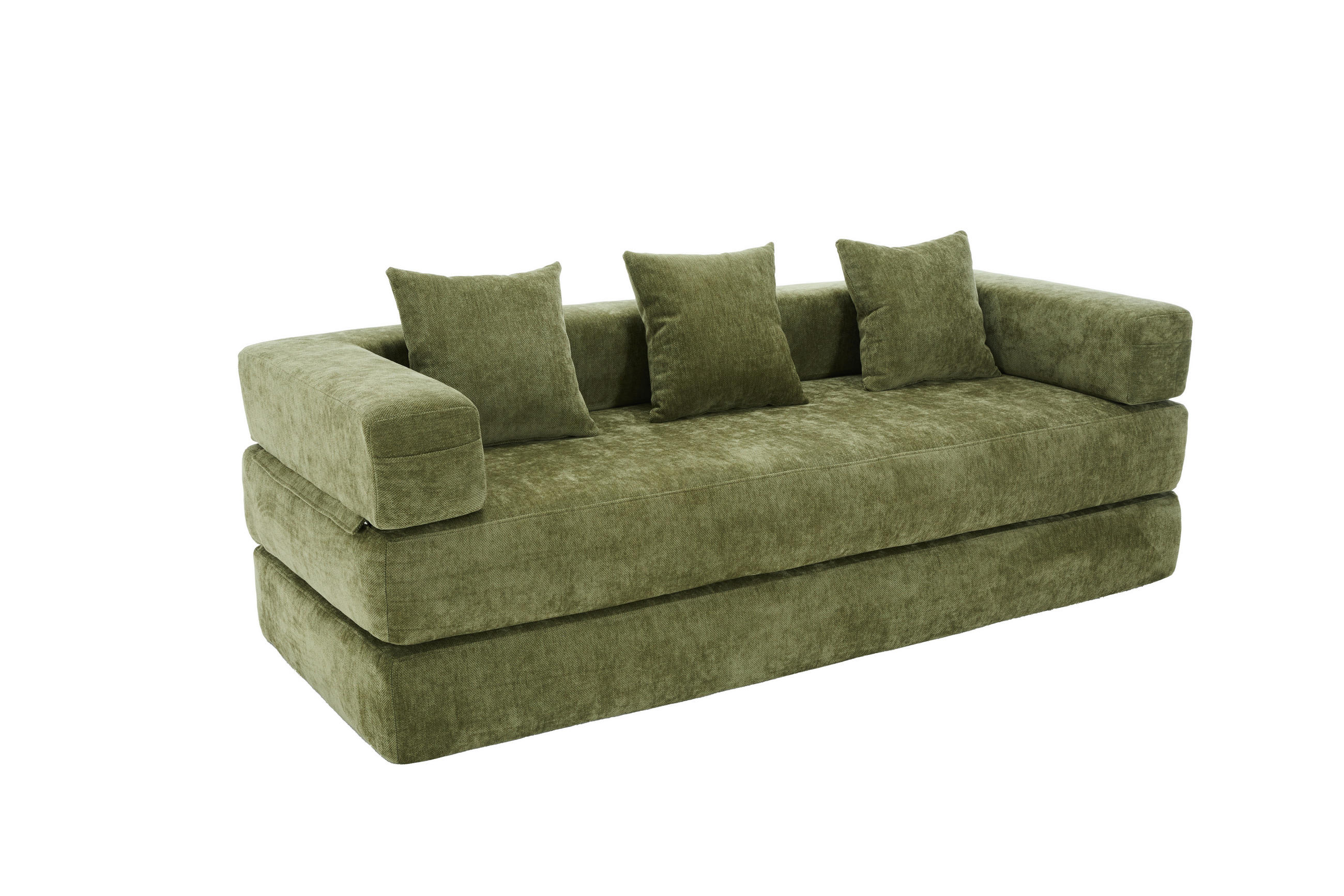 SCHLAFSOFA 198/79/60 cm Grün mit Aufbewahrungstaschen - Grün, Textil (198/60/79cm) - Oxeza