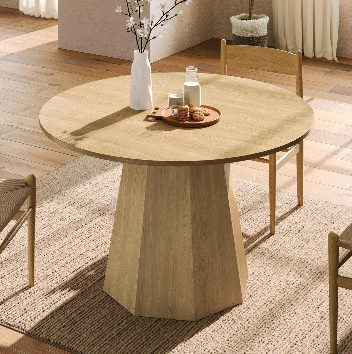 RUNDER Esstisch aus MDF, Ø 120/75 cm, Eichenoptik - Eichefarben, Holzwerkstoff (120/120/75cm) - Redom