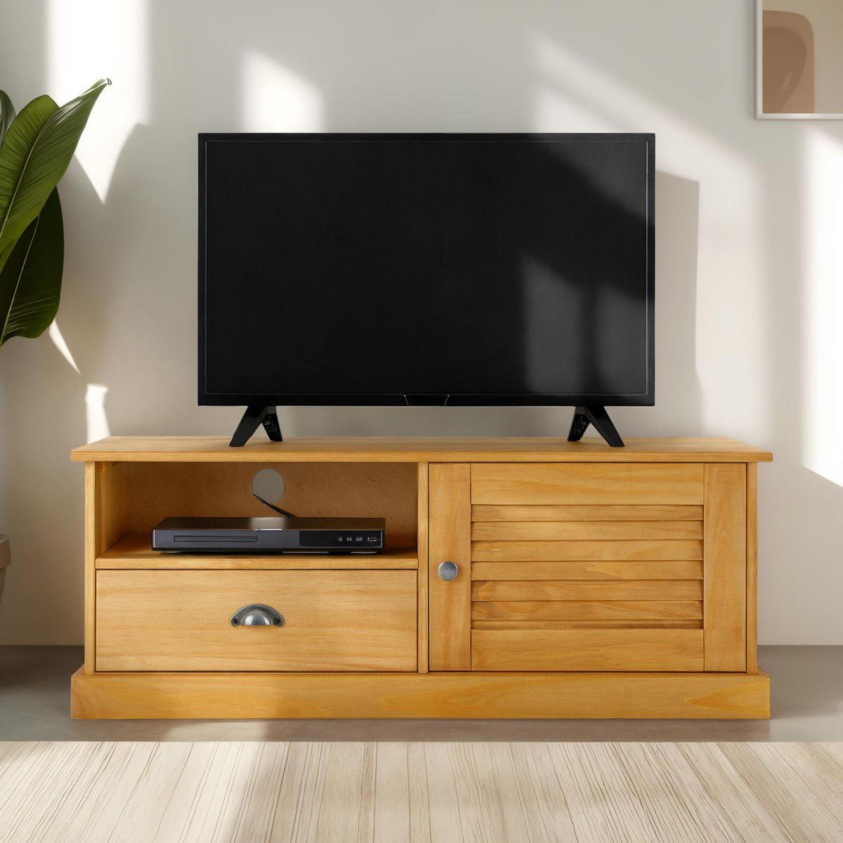 LOWBOARD VENETA gebeizt/gewachst - Kieferfarben, Holz (106/40/40cm) - IDIMEX