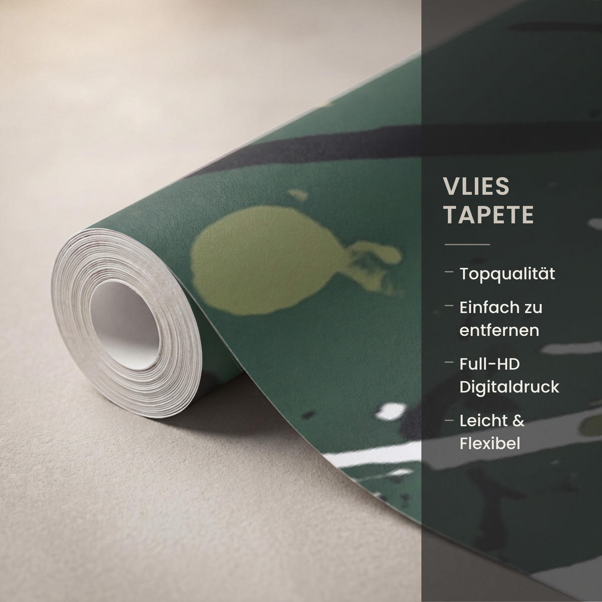 KINDERTAPETE - Fußball - Farbe - Spritzer - Grün - 260x220 cm - Dunkelgrün, Papier (260/220cm) - OnlyWow