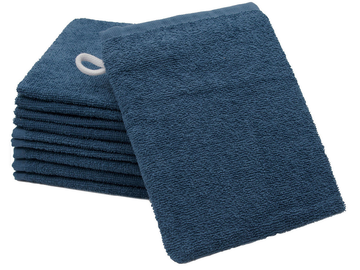 WASCHHANDSCHUH, 10er-Set, 16x21 cm, 100% Baumwolle, Blau - Dunkelblau, Textil (16/21cm) - Zollner