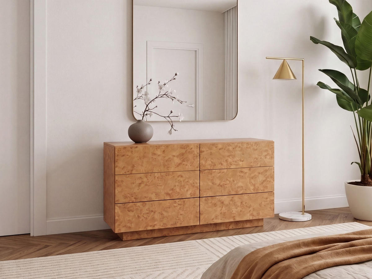 KOMODA s 6 zásuvkami Kořenové dřevo Look Woodend - hnědá, kompozitní dřevo (110/75/40cm) - Beliani