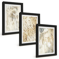 BILDER SET 3er Set - 20x30 cm Schwarzer Rahmen - Abstrakte Muster in Beige und Grau - Schwarz, Kunststoff (20/30cm) - TULUP