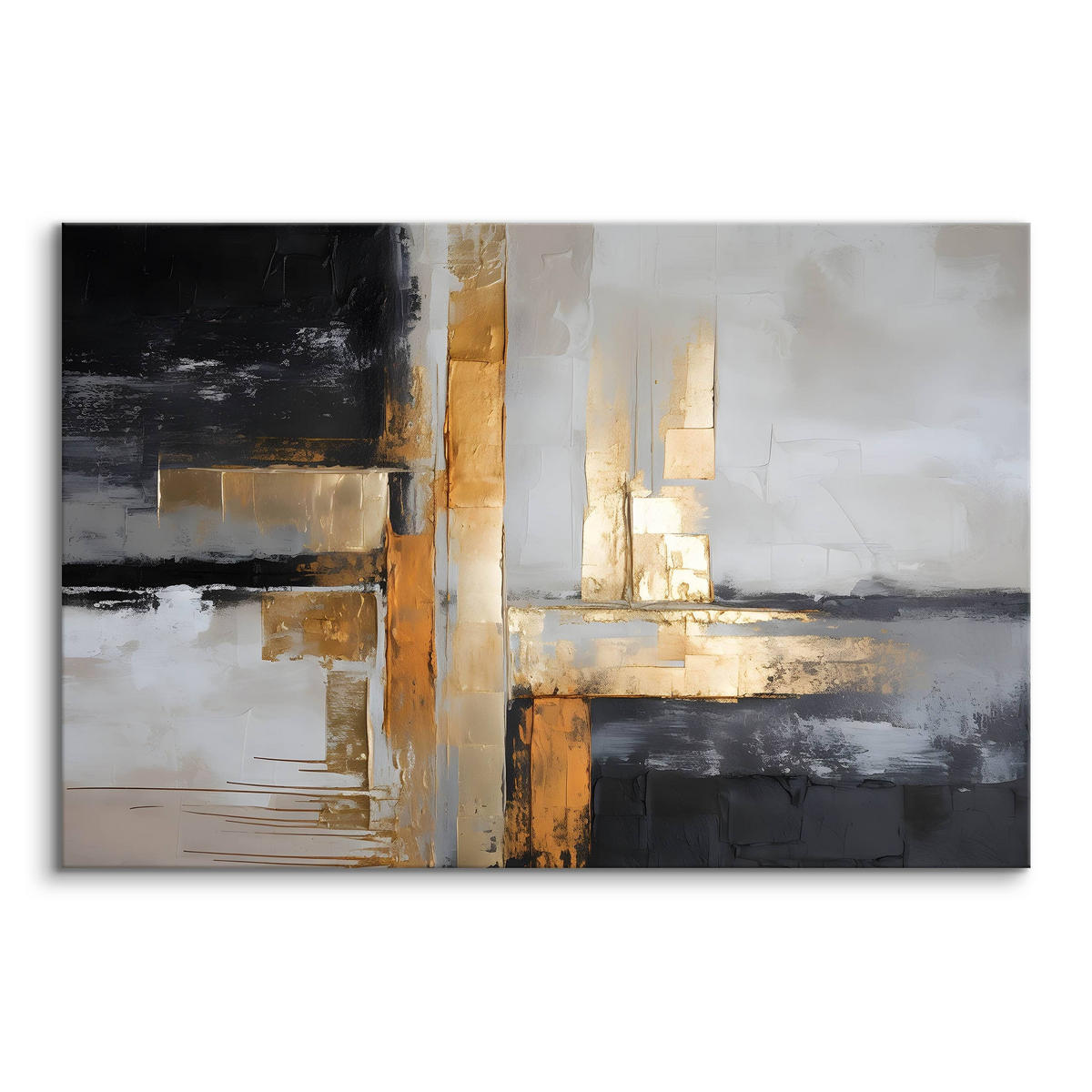 LEINWANDBILD Abstraktion Moderne Kunst Glamour 120/80 cm - Beige/Schwarz, Textil (120/80cm) - Muralo