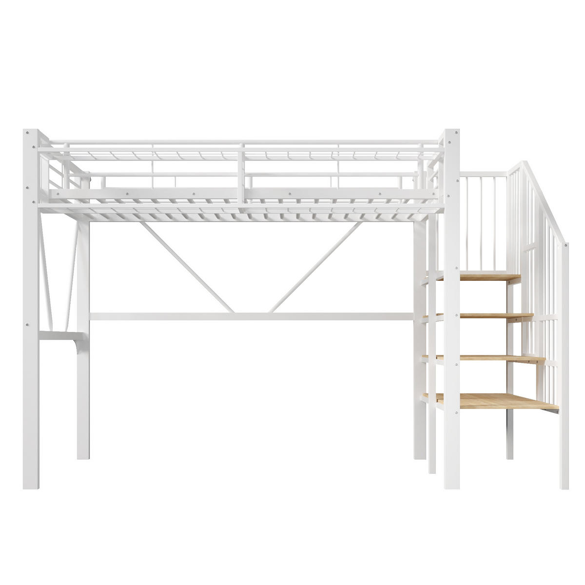 HOCHBETT 90/200 cm in Weiß mit LED und Stauraum - Weiß, Holzwerkstoff/Metall (90/200cm) - WISHDOR