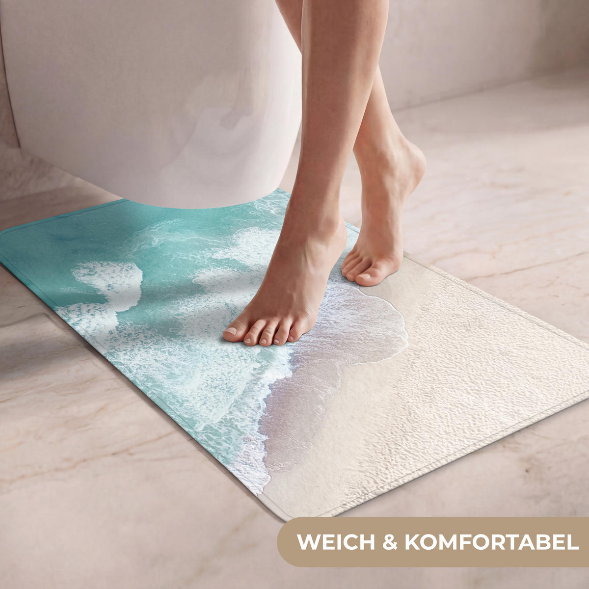 WC PŘEDLOŽKA Pláž - Moře - Příroda - Léto 50x80 cm - tyrkysová, textil/plast (50/1cm) - OnlyWow
