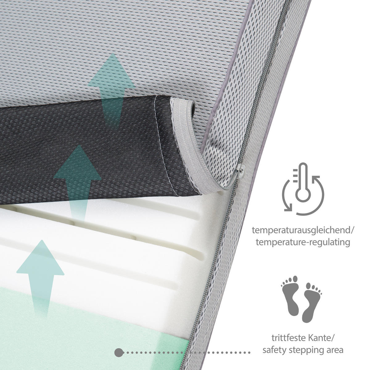 BABYBETTMATRATZE Air Balance PREMIUMMESH 60 x 120 cm - Grau, Textil (60/120cm) - Roba