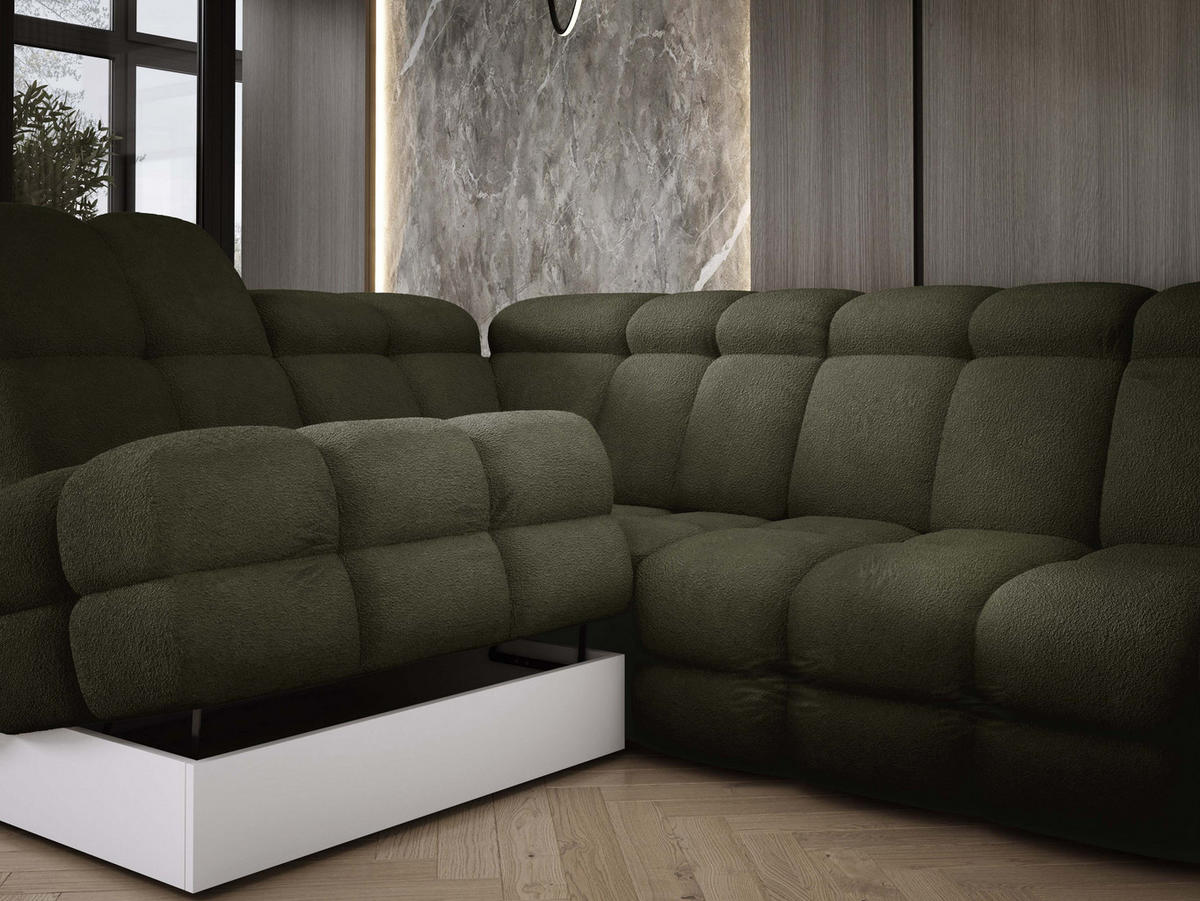 ECKSOFA TOLLO Anthology-stoff L-form 302x217x105 cm grün - Waldgrün, Holz/Textil (302/217cm) - DomoHome