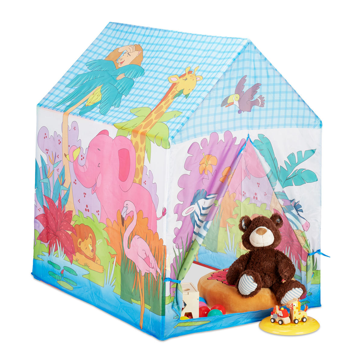 SPIELZELT Dschungel - Multicolor, Kunststoff/Textil (72/95cm) - Relaxdays