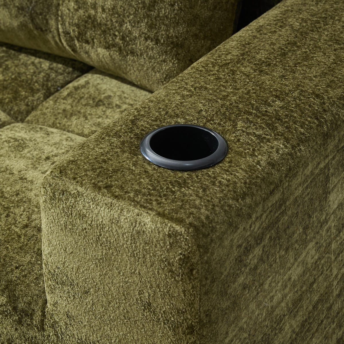 4-SITZER ECKSOFA Polyester Grün mit Becherhaltern - Grün, Textil (258/163cm) - WISHDOR