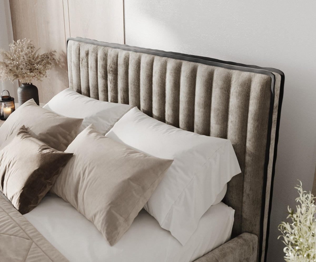 POLSTERBETT Aria 120/200 cm Beige im Lotta Stoff - Beige/Naturfarben, Holz/Holzwerkstoff (120/200cm) - AltaBeds