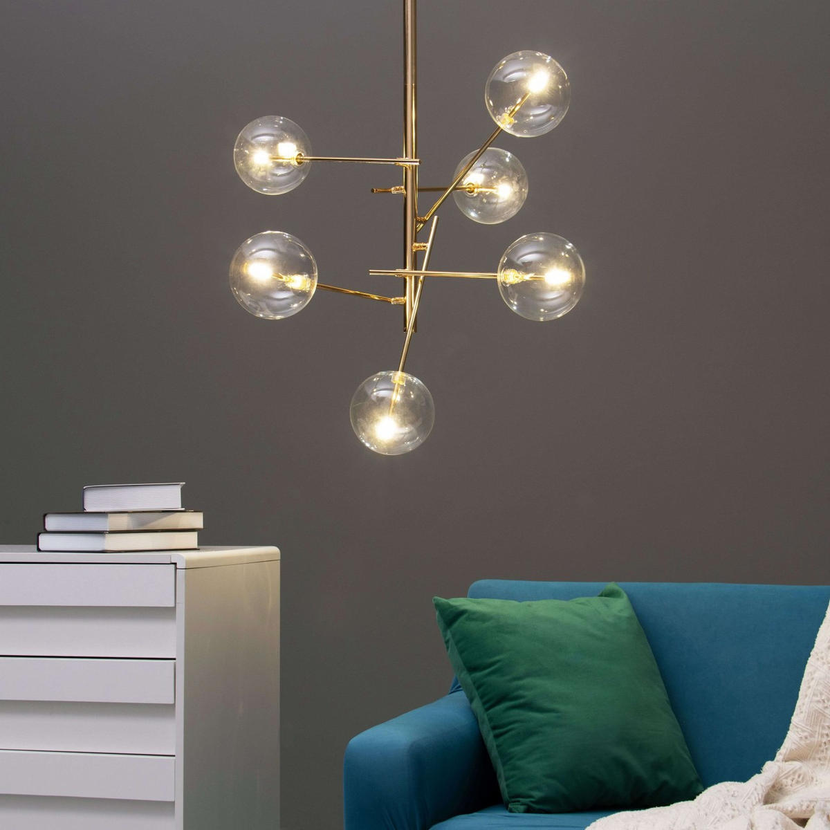 HÄNGELEUCHTE Zag, Gold, 84cm - Goldfarben, Glas (84/84/70cm) - KOSILUM