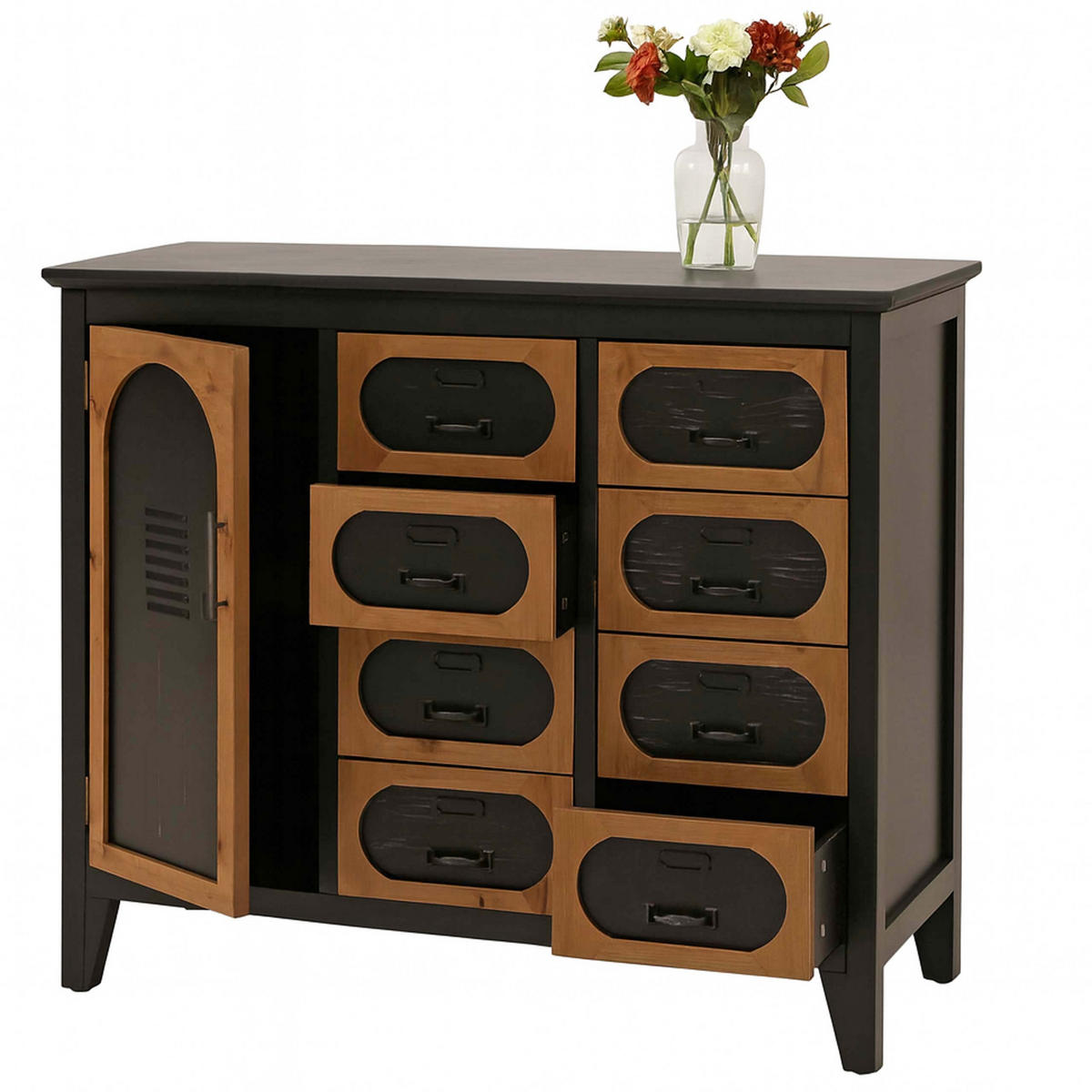 APOTHEKERKOMMODE Schwarz - Schwarz, Holz (91/80/40cm) - MCW