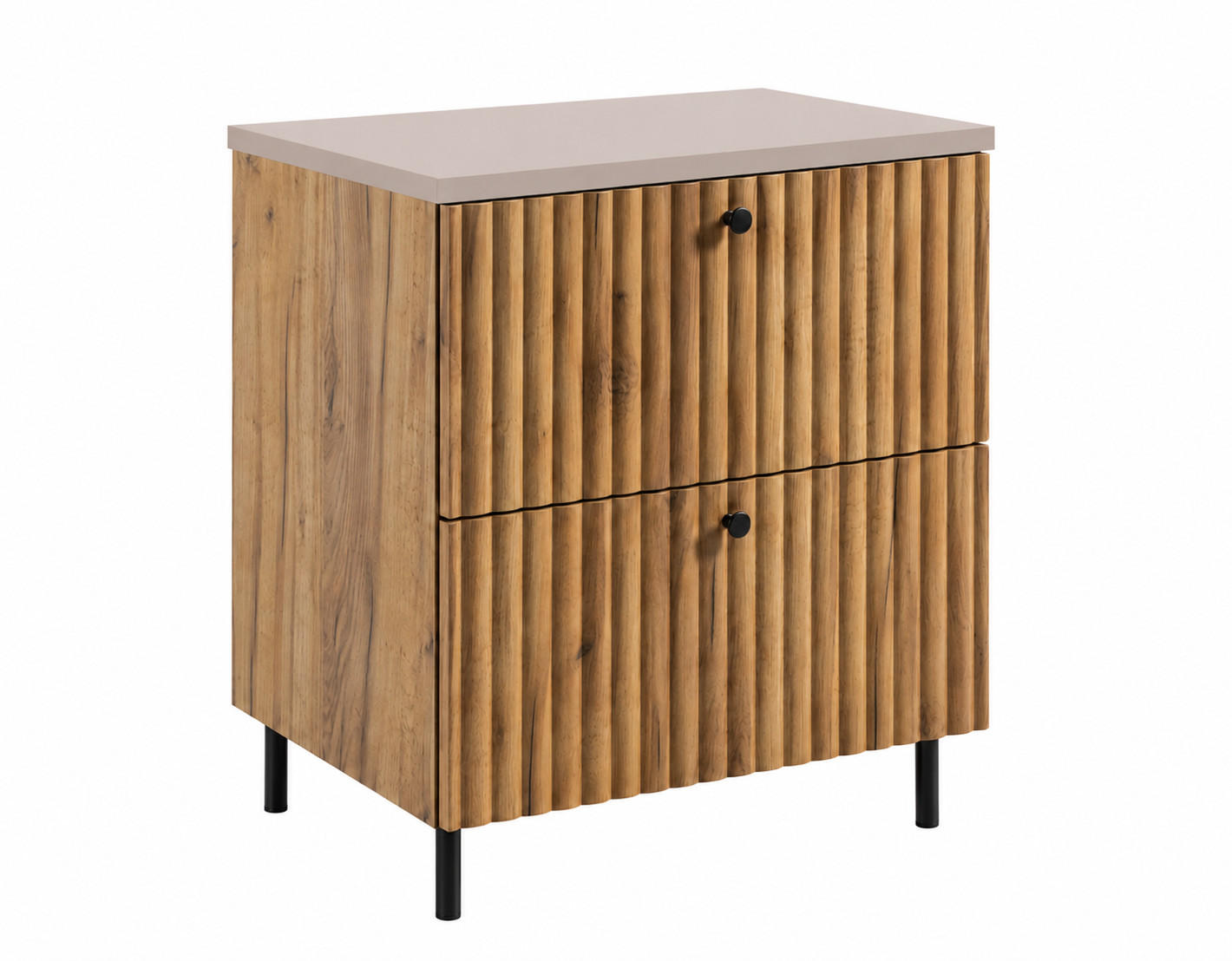 BADEZIMMERSCHRANK: Craft Eiche Gold / Platte Kaschmir / Griffe Schwarz / Beine Schwarz, 60 x 46 x 73,6 cm - Eichefarben/Schwarz, Holzwerkstoff (60/73.6/46cm) - 3XE LIVING
