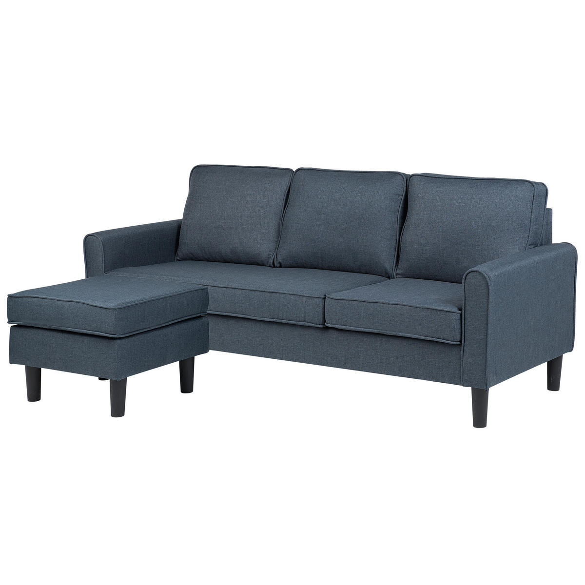 3-SITZER-SOFA mit Ottomane Polsterbezug Grau Avesta - Dunkelgrau, Textil (186/85/74cm) - Beliani