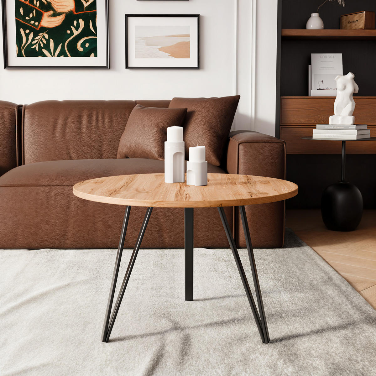 COUCHTISCH RIO mit Tischplatte in Eichenfarbe - Naturfarben, Holzwerkstoff (67/67/45cm) - Idohome
