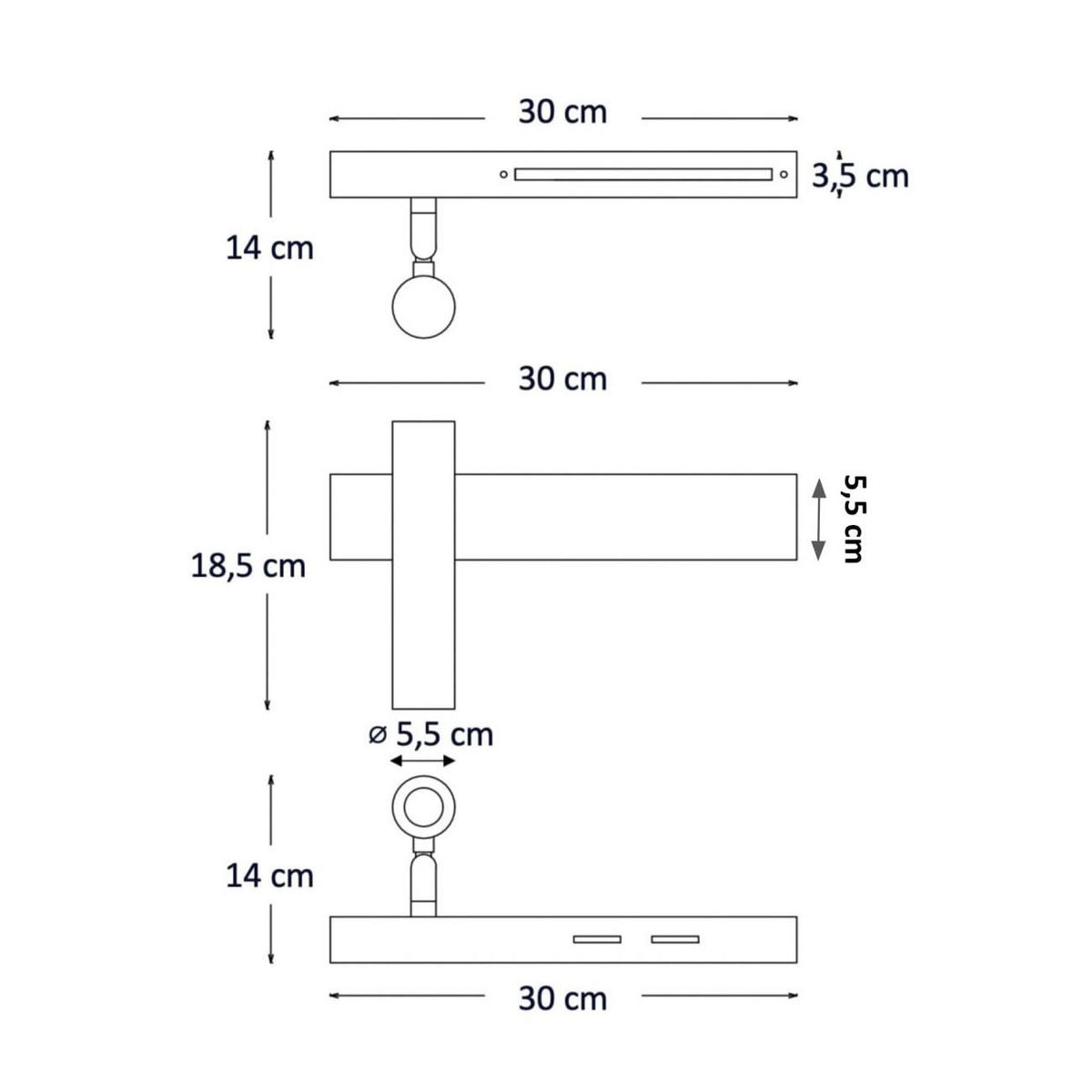 WANDLEUCHTE LINKS, Messing, 30cm - Goldfarben, Metall (30/18.5/30cm) - KOSILUM
