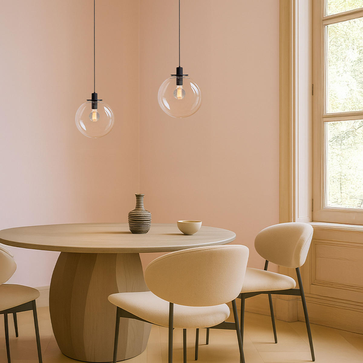 PENDELLEUCHTE BOULDER 30 Klarglas 15 W - Schwarz, Metall (30/30/120cm) - Rendl