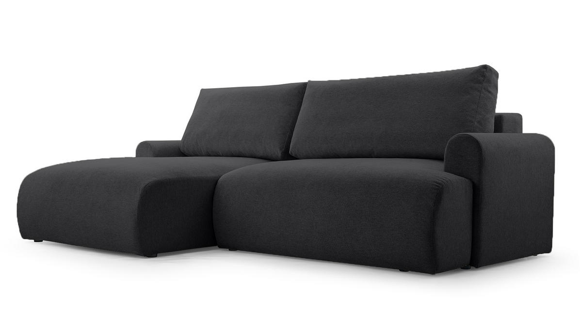 ECKSOFA mit Schlaffunktion Bordon, Schwarz - Schwarz, Textil (150/260cm) - Fedve