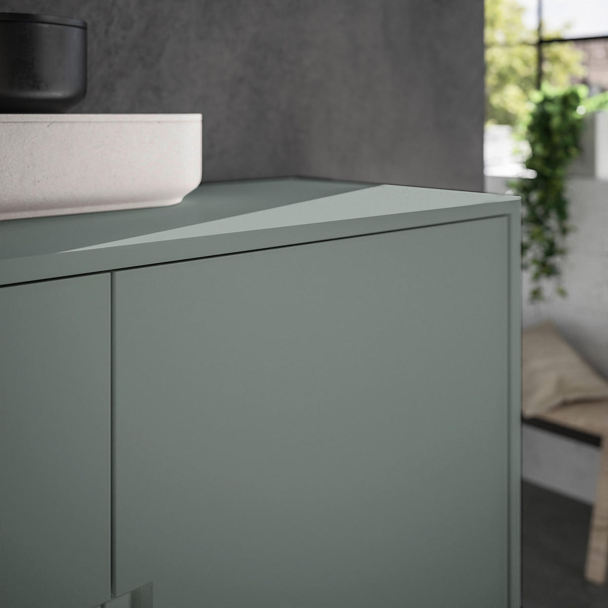 HIGHBOARD - Salbei - Salbeigrün/Schwarz, Holzwerkstoff/Metall (101/125/38cm) - home24