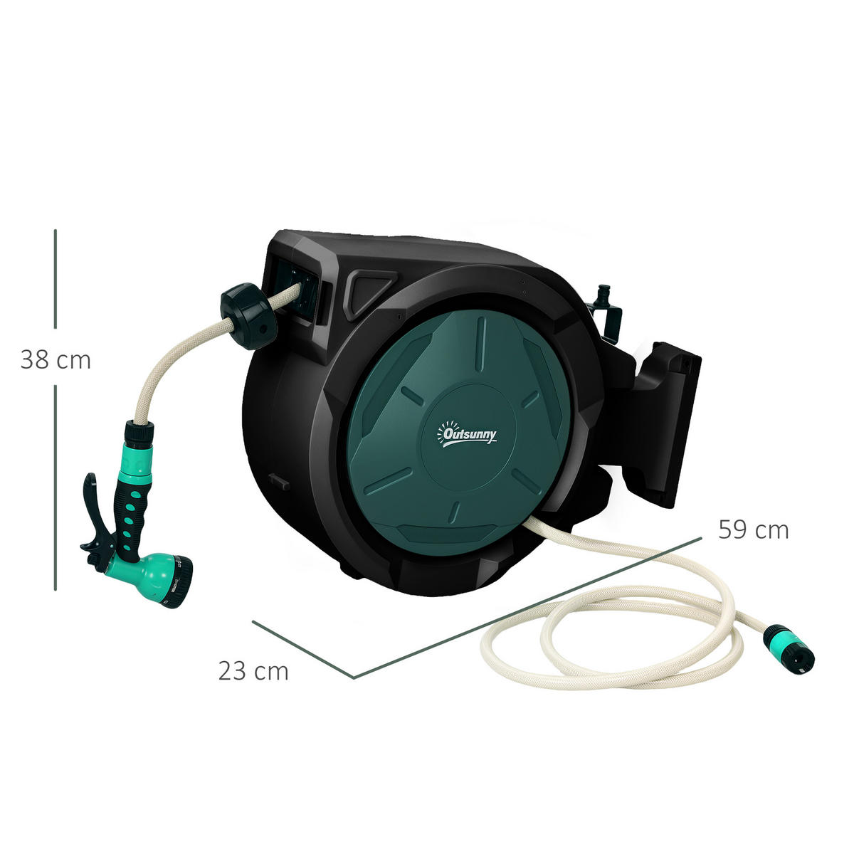 SCHLAUCHAUFROLLER DE-13784 30 m automatisch Grün - Grün, Kunststoff (23/42/59cm) - ComfortXL