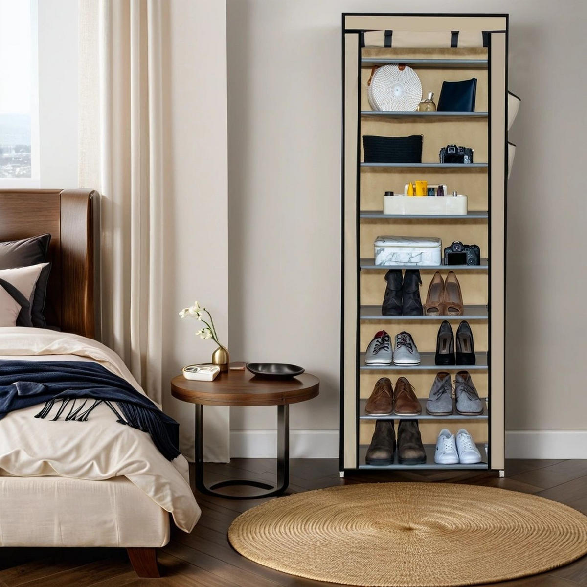 STOFFSCHRANK Faltschrank 170/58/28 cm - Beige, Textil (28/170/58cm) - Intirilife