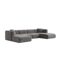 ECKSOFA U-Form, Velvet-Stoff Bluvel, Aschgrau, GRETA - Grau, Holz (408/70/179cm) - Kaiser Möbel