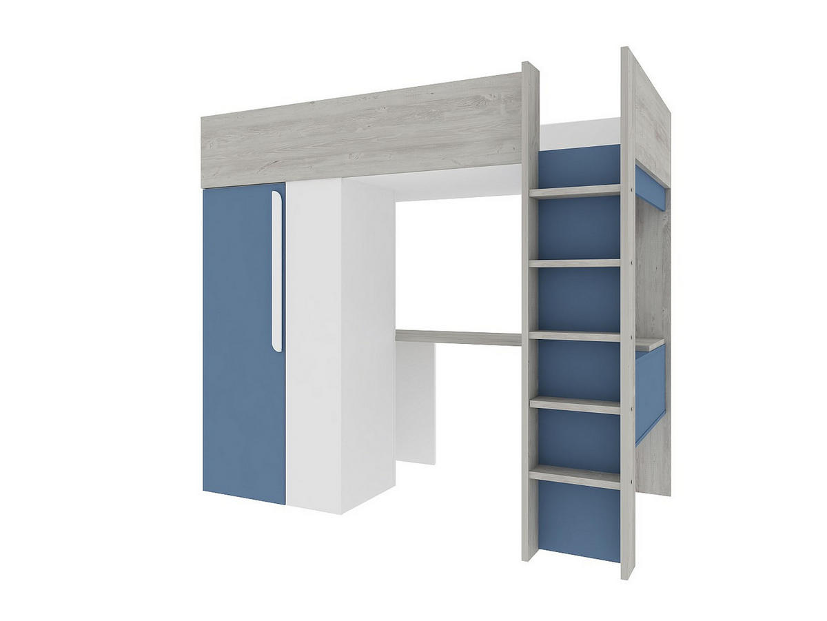 HOCHBETT - 1 -Sitzer - Holzspan - blau, weiß - NICOLAS - Blau, Holz (110/205.2cm) - Vente-Unique