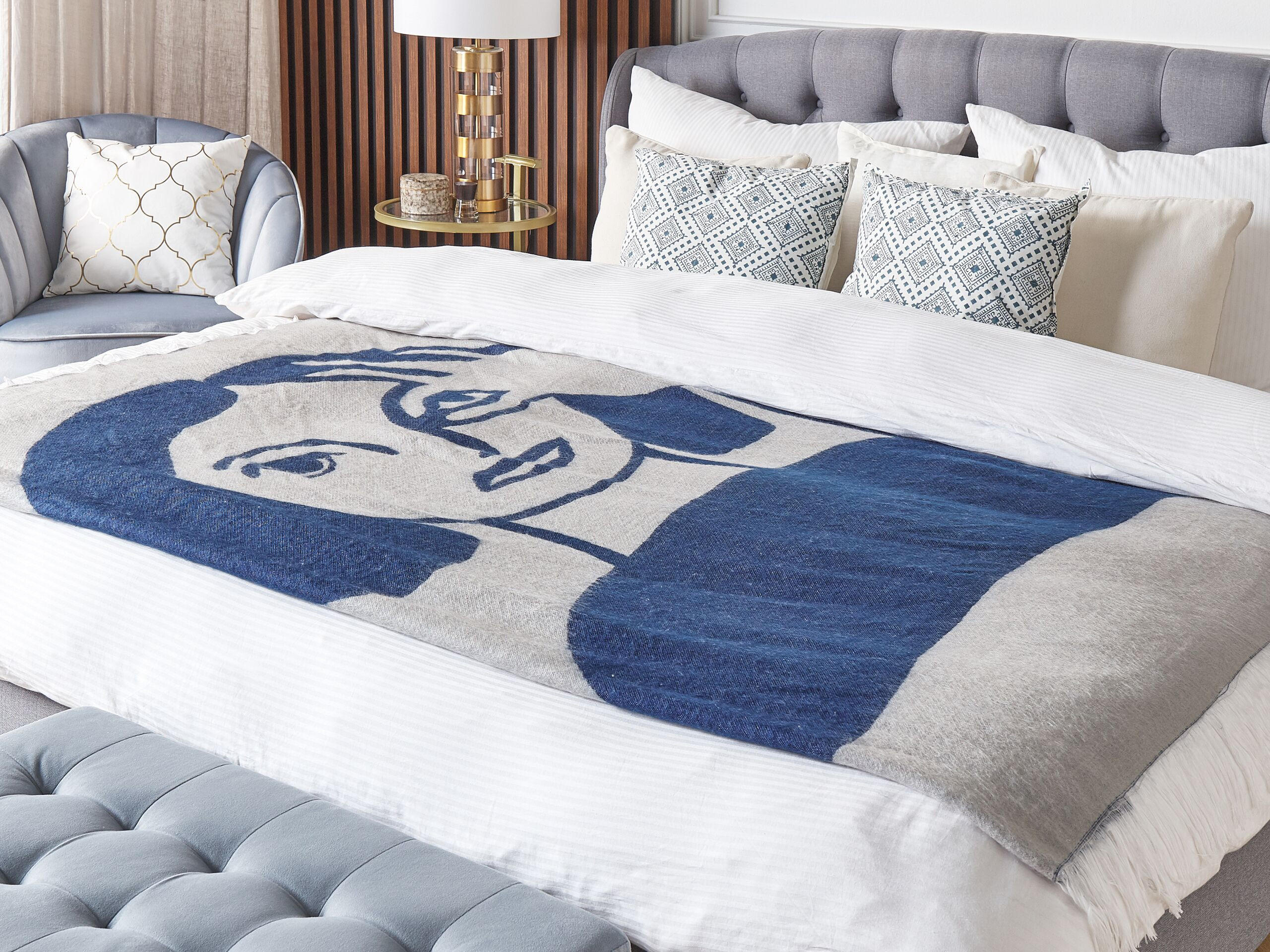 DECKE Marineblau Halede 130/170 cm - Dunkelblau, Textil (130/170cm) - Beliani