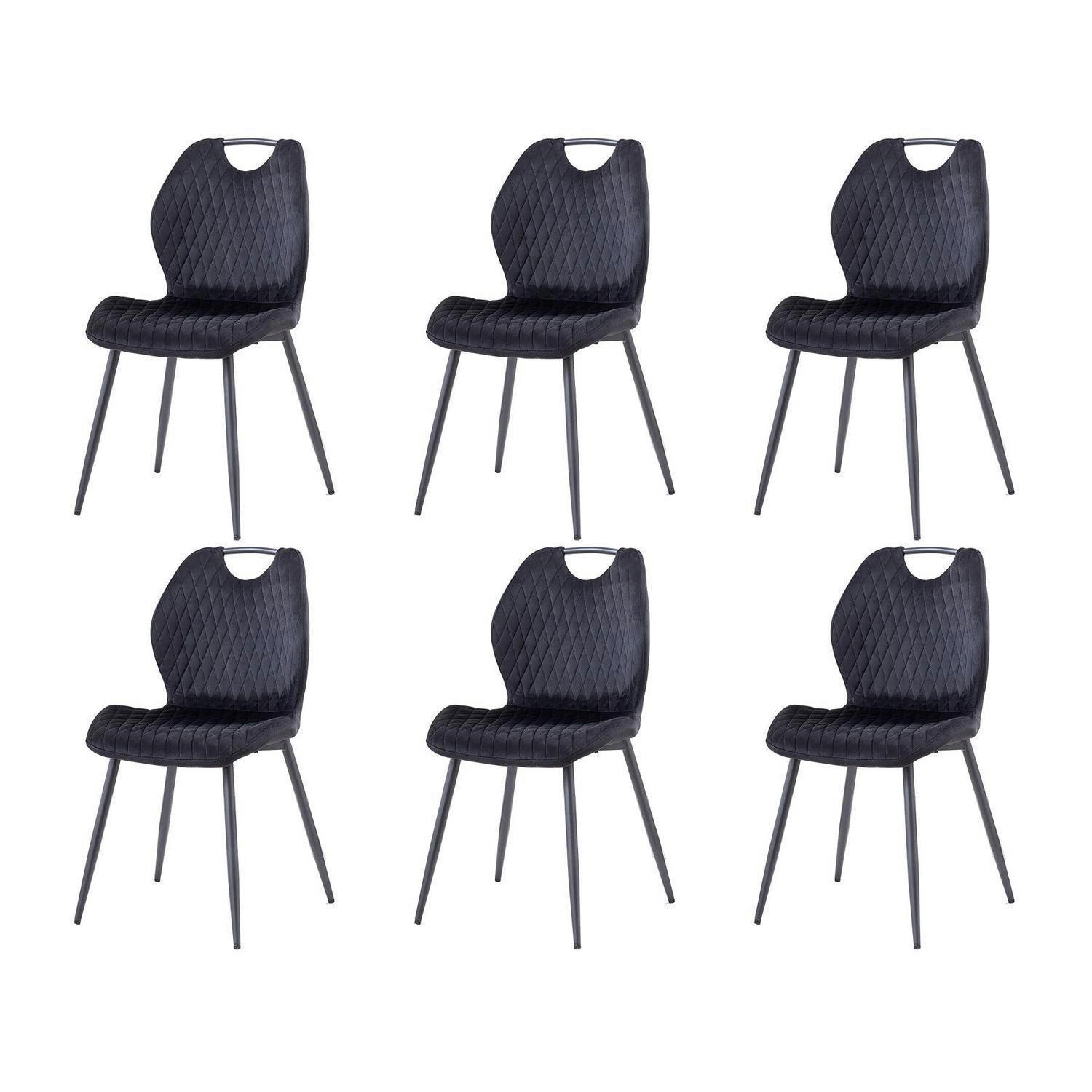ESSZIMMERSTÜHLE 6er-Set Stoff Schwarz - Schwarz, Textil (44/86/46cm)
