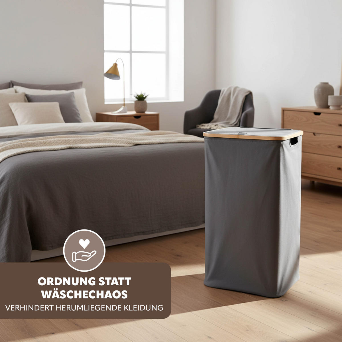 WÄSCHESAMMLER 100 Liter, grau - Grau, Textil (41/73.5/33.5cm) - bremermann