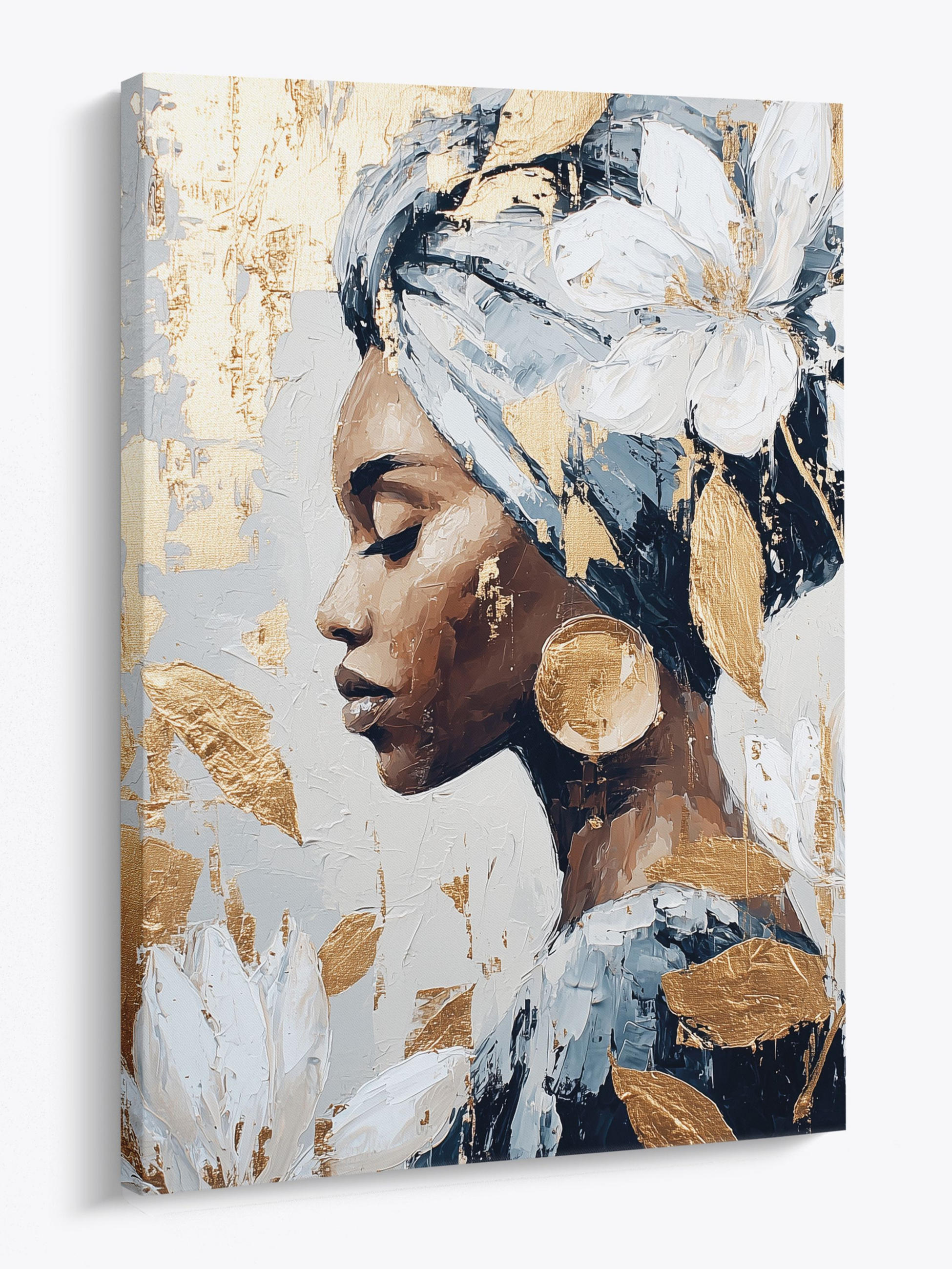 LEINWANDBILD 50x70 cm Frau gold Bild Wohnzimmer - Beige, Textil (50/70cm) - artissimo