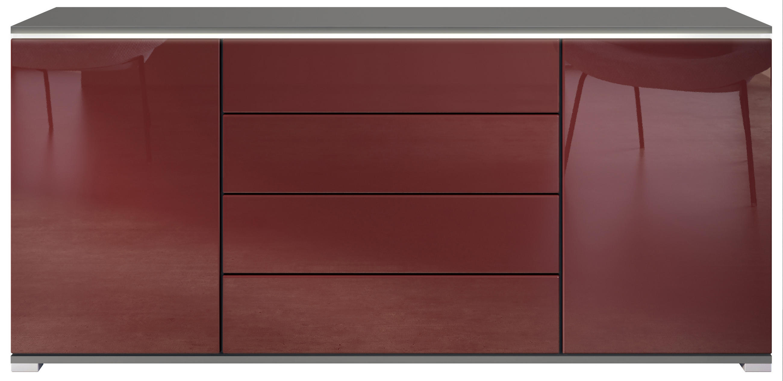 SIDEBOARD Faro Bordeaux Hochglanz - Bordeaux, Holzwerkstoff (166.5/75.5/35cm) - Vladon