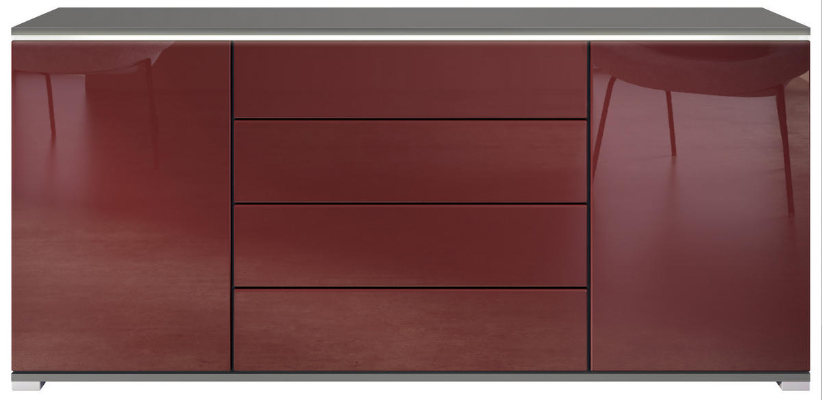 SIDEBOARD Faro Bordeaux Hochglanz - Bordeaux, Holzwerkstoff (166.5/75.5/35cm) - Vladon