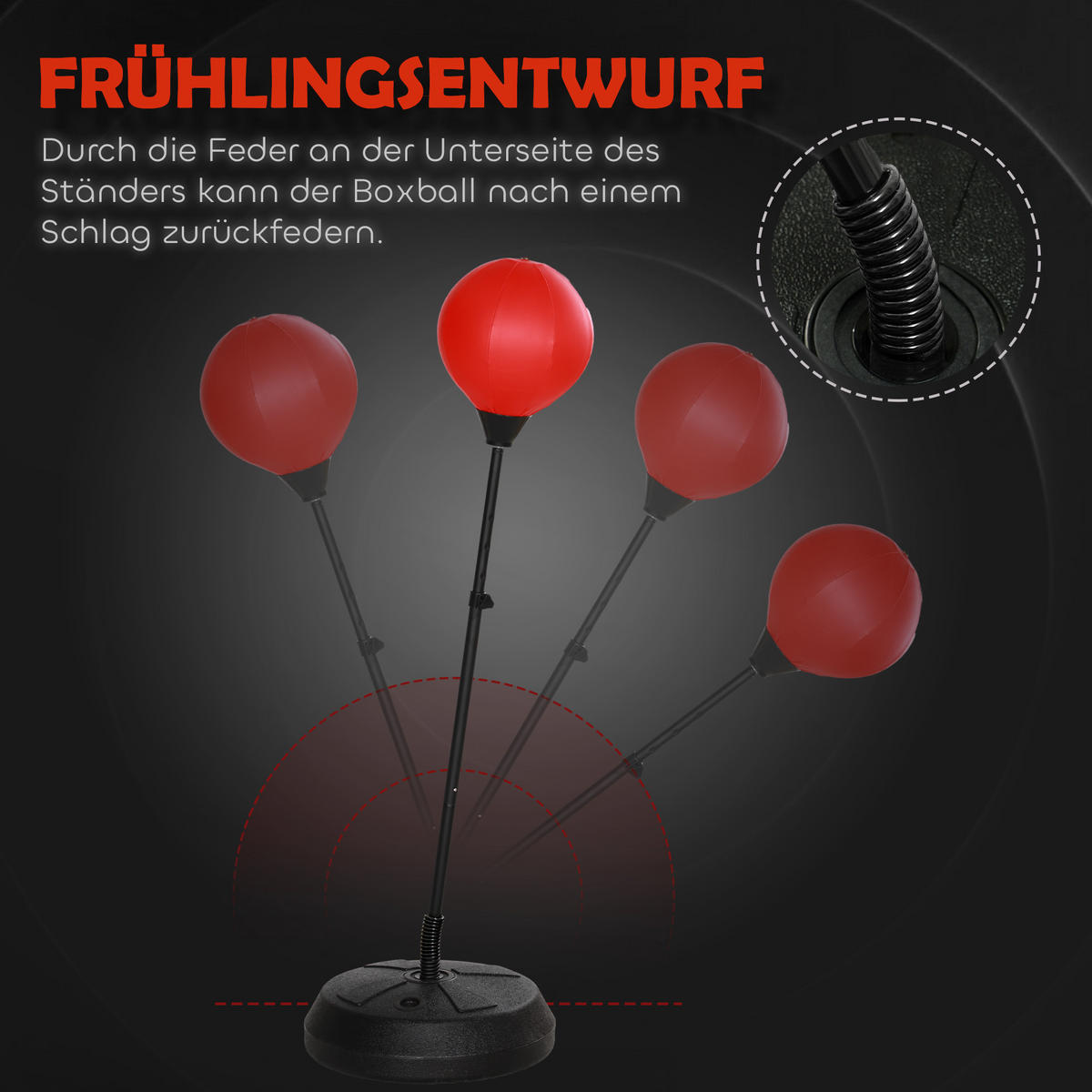 PUNCHINGBALL , Rot, PE, Stahl, 44,3cm x 44,3cm x 147cm - Rot, Metall (44.3/44.3cm) - AIYAPLAY